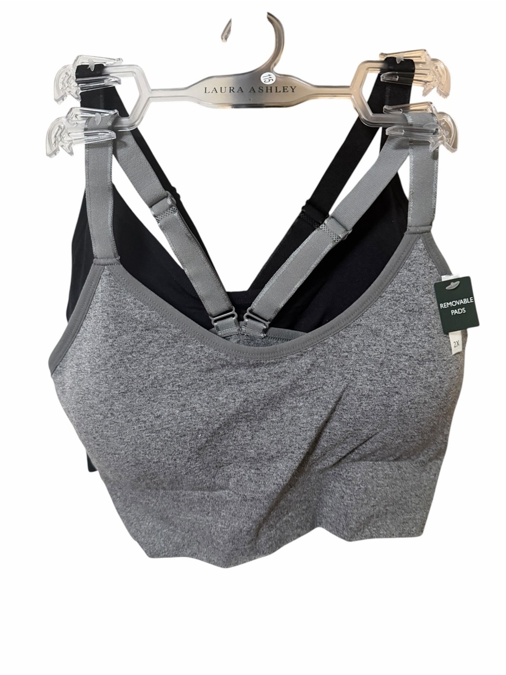 Laura Ashley Women's Gray & Black Seamless Removable-Pad Bralette